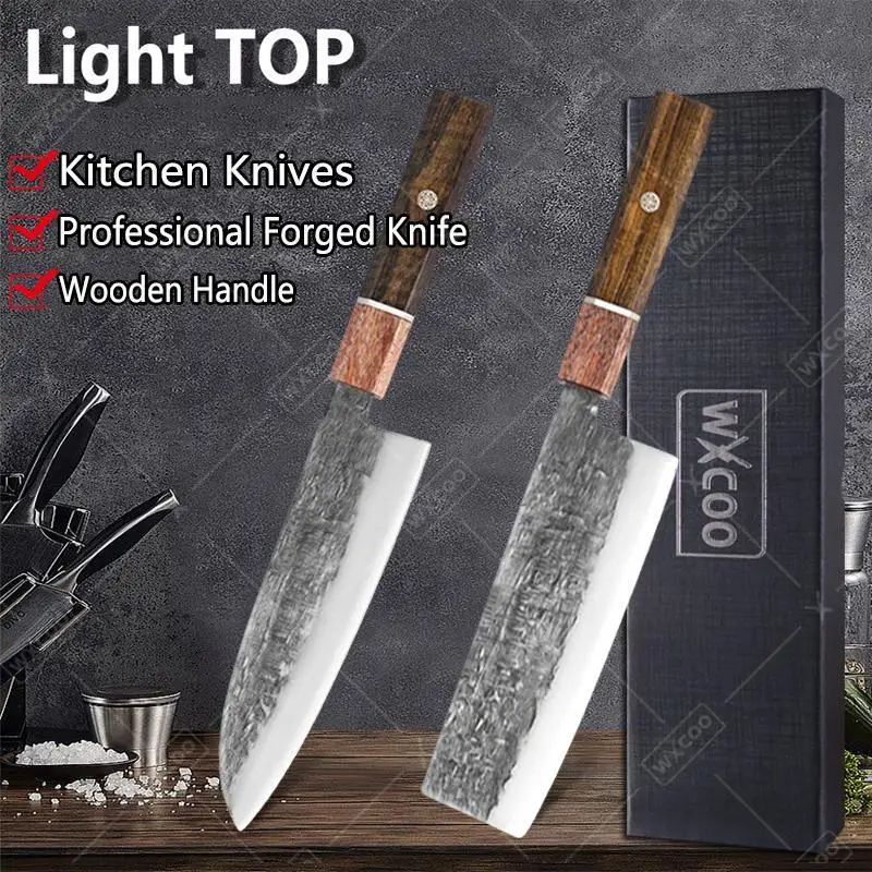 

Профессиональные кухонные ножи, японский нож Santoku, ручной кованый нож шеф-повара, острое лезвие для бытовых кухонных инструментов