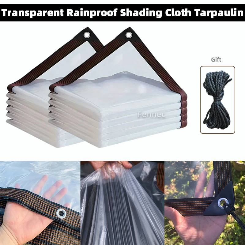 

1PC Transparent rainproof shading cloth tarpaulin Hemming Punching Greenhouse Film Rain Cloth Windproof Plastic Insulation Film