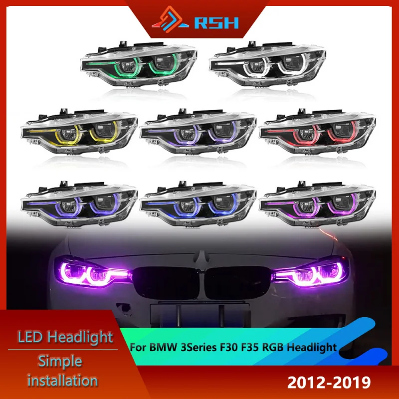 Front Lamp For BMW F30 F35 Headlight Assemblies 2013-2018 Modified With APP RGB Color High-Configuration LED Spoon-Shaped DRL