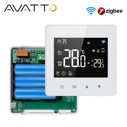 AVATTO Tuya WiFi/ZigBee termostato inteligente, controlador de temperatura de caldera de Gas y agua con batería de baja potencia para Alexa Google Home Alice