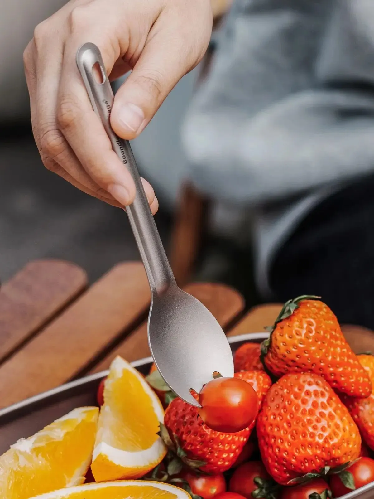 Boundless Voyage Titanium Sztućce Łyżka wielokrotnego użytku Spork Set Lekka zastawa stołowa na kemping Zastawa stołowa na zewnątrz — zdjęcie 2