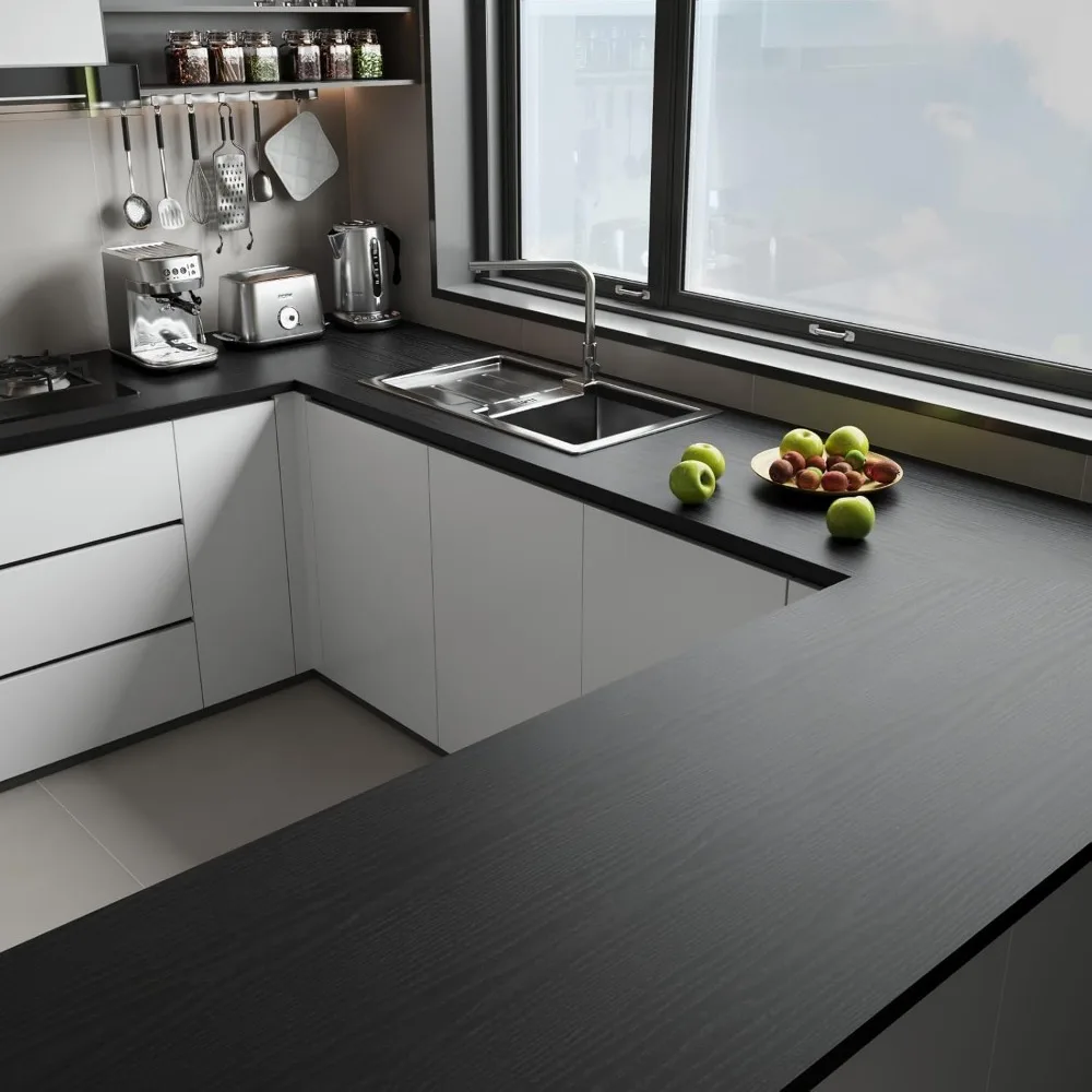 ورق جدران قابل للتقشير واللصق من الخشب الأسود لسهولة التنظيف والأسطح المزخرفة ذاتية اللصق