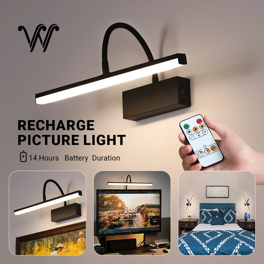 

Battery Operated Wall Light Sconces USB C 4400mAH LED Wall Lamp with Remote Control Rechargeable Wireless Interior Wall Sconce