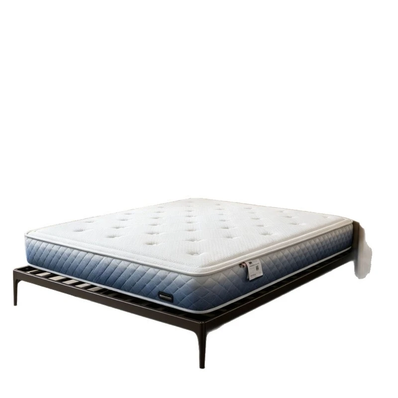 SJLSM-6062 independent bag spring back mattress, gradual change blue rhombus edge, pull buckle quilting