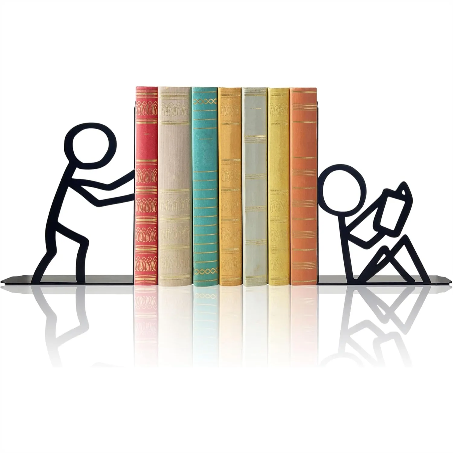 

Decorative Bookends for Bookshelf, Cute Metal Book Ends for Office Desk, Reading Decor for Home Library
