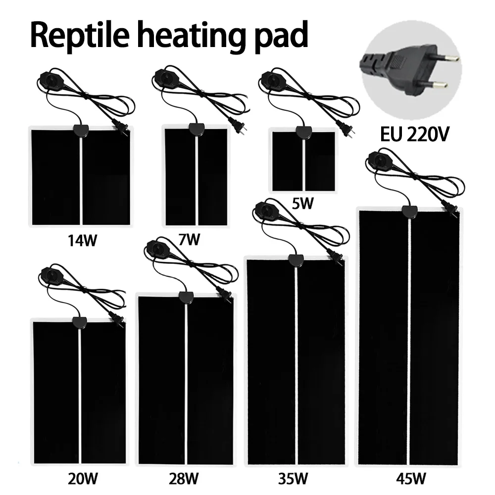 Reptiles Heat Mat 5-45W 220V Adjustable Temperature Controller Mat Reptiles Terrarium Accessories Climbing Pet Heating Warm Pads