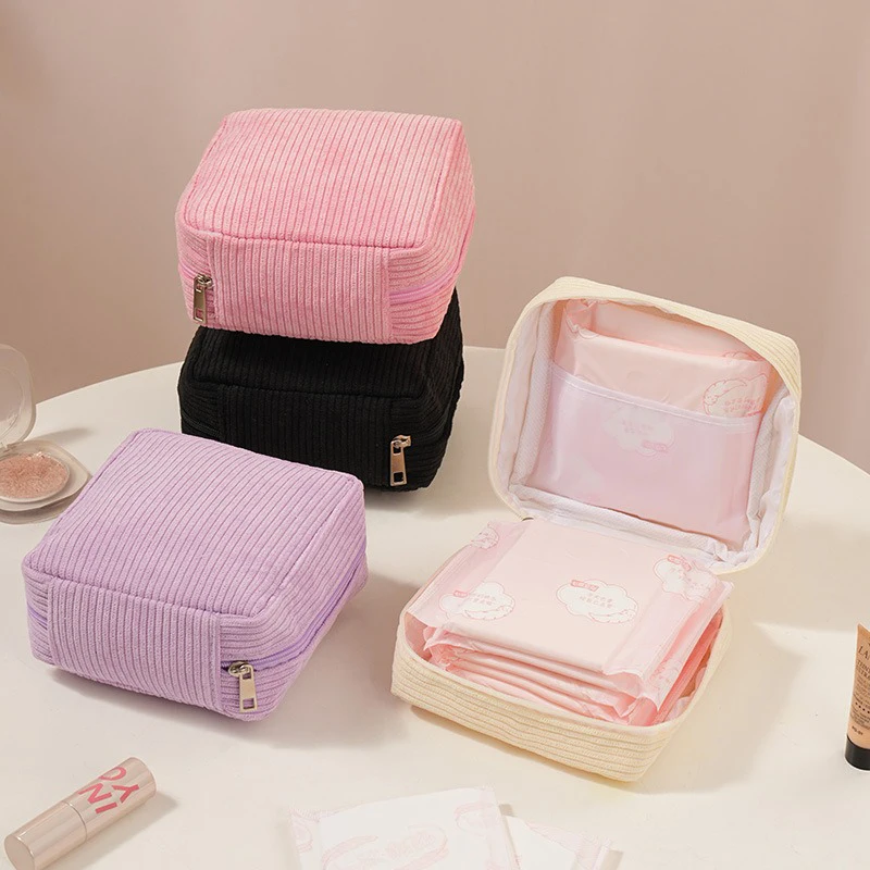 Trousse de Toilette, Pochette pour Serviettes Hygiéniques, Petite Trousse de Maquillage, Pochette de Rangement Cosmétique, Pochette pour Serviettes Hygiéniques Femme, Étui Mignon pour Câbles