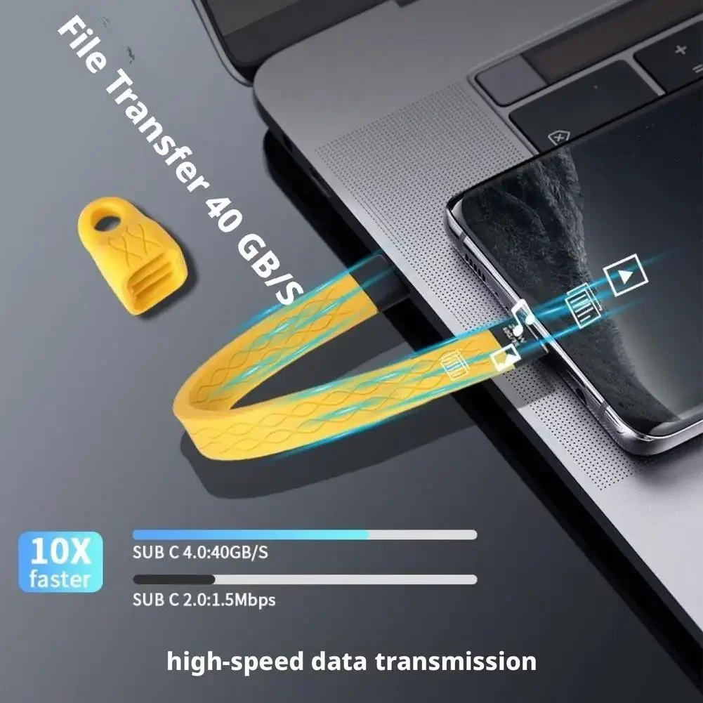 Keychain 240W 40Gbps USB4 Short USB C To USB C Cable Fast Charging Type C Data Transfer 8K Data Charge Extension Cable