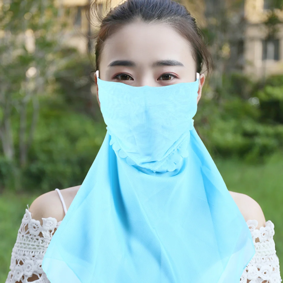 Дышащая солнцезащитная маска для шеи, вуаль для лица, гладкая, приятная для кожи, легкий летний шарф, уличная защита для шеи