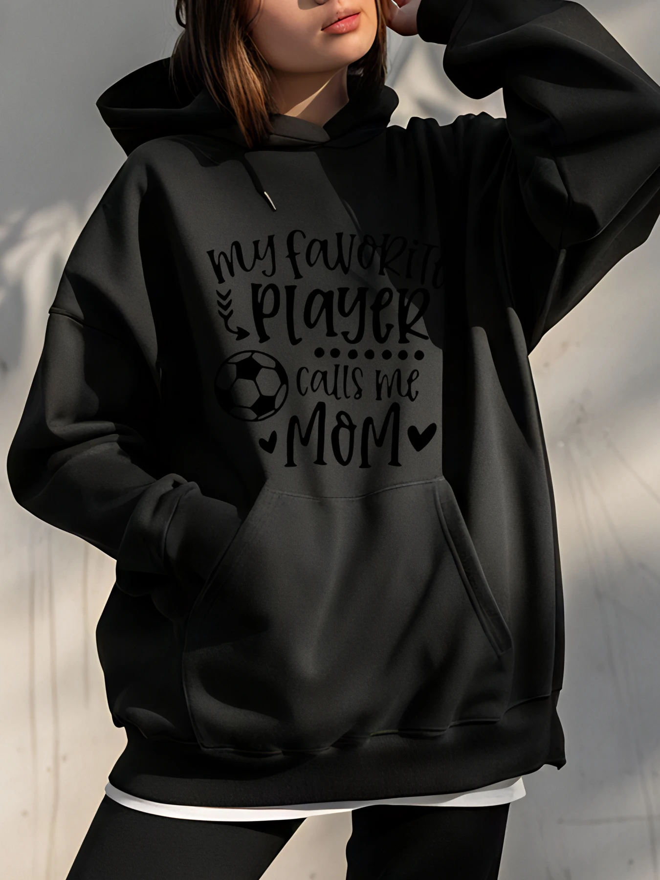 كرة القدم أمي هوديي لاعبي المفضل يطلقني أمي البلوزات المطبوعة المرأة ملابس رياضية كاجوال هدية الأم لمحبي كرة القدم #1