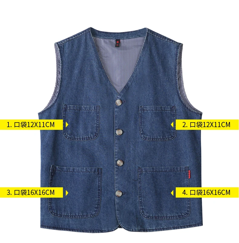 Men's Casual Denim Cotton Utility Vest Button Up Outdoor Pocketed Waistcoat Men Casual Slim Fit Sleeveless Jacket Vests Clothing 12 S624e6376cf7442f5b23bbf9c4491fa37L