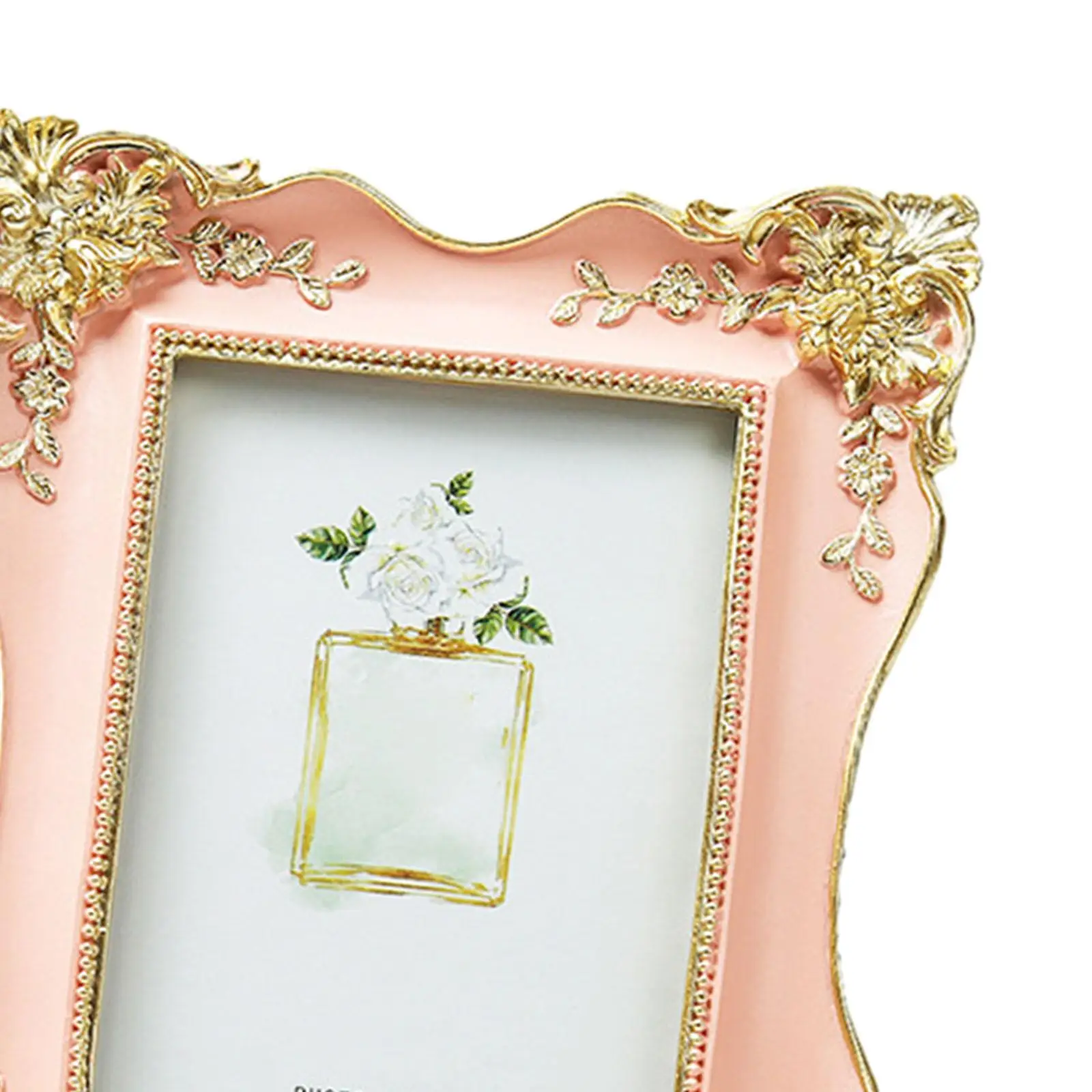 Ornate Resin Photo Frame Retro Tabletop Display Holder for Pictures Rectangular European Style Home Decor Art Piece
