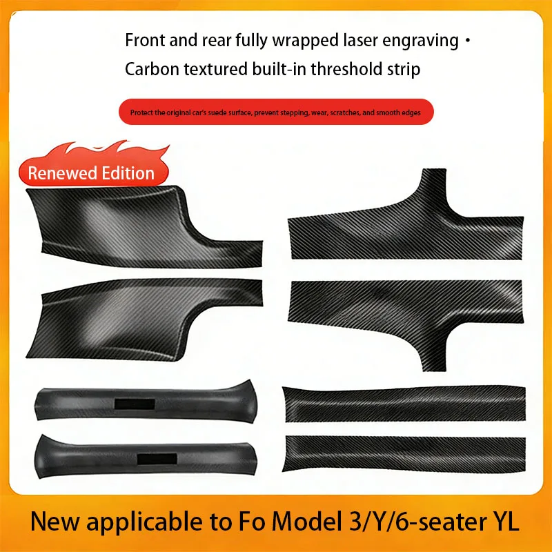 

For Tesla Model Y Juniper 2021-2025 Car Front seat Track protection cover Rear door sill anti kick plate Interior Decoration