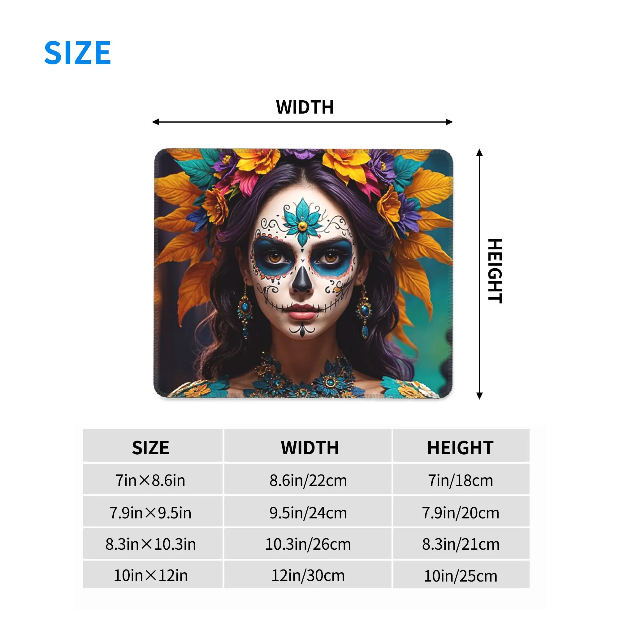 Mexican Catrina Girl Day Of The Dead Sugar Skull Mouse Pad Computer Keyboard Mouse Mat Gaming Laptop Desk Mat Office Table Mats