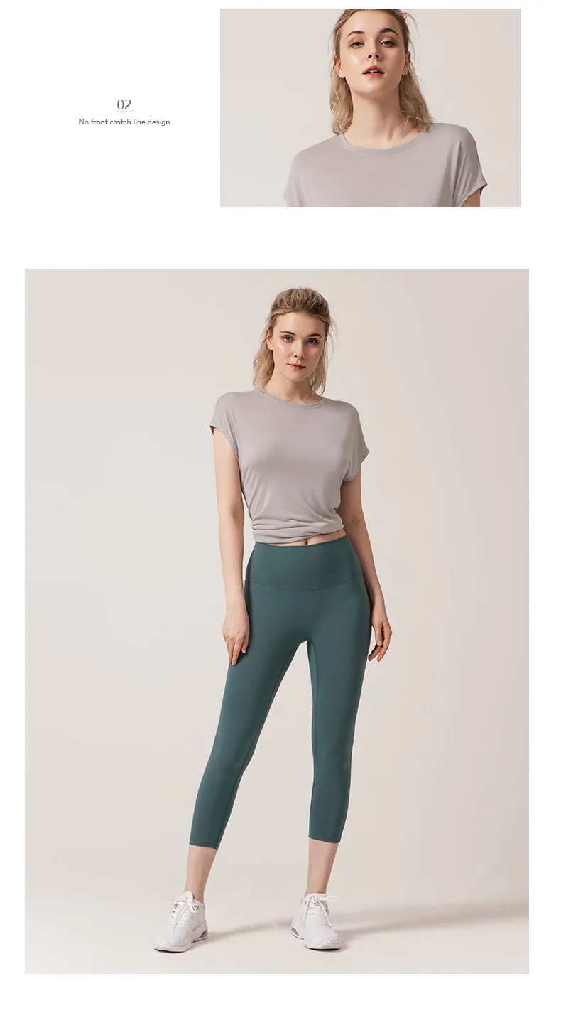 Women's Split Side Yoga Top Sexy Open Back Fitness T-shirt Loose Fit Workout Tee Running Sports Cover Gym Wear Woman Clothing
