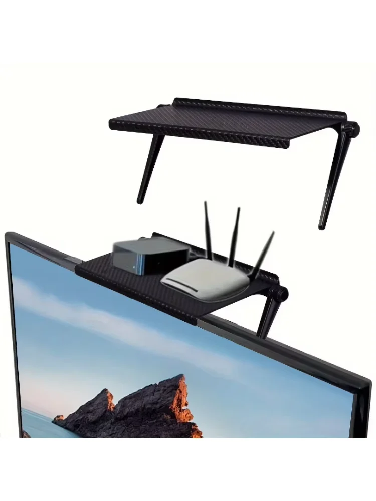 1PC TV Screen Top Storage Shelf Adjustable Monitor Storage Rack Computer Desktop Display Stand TV Router Storage Rack Organizer