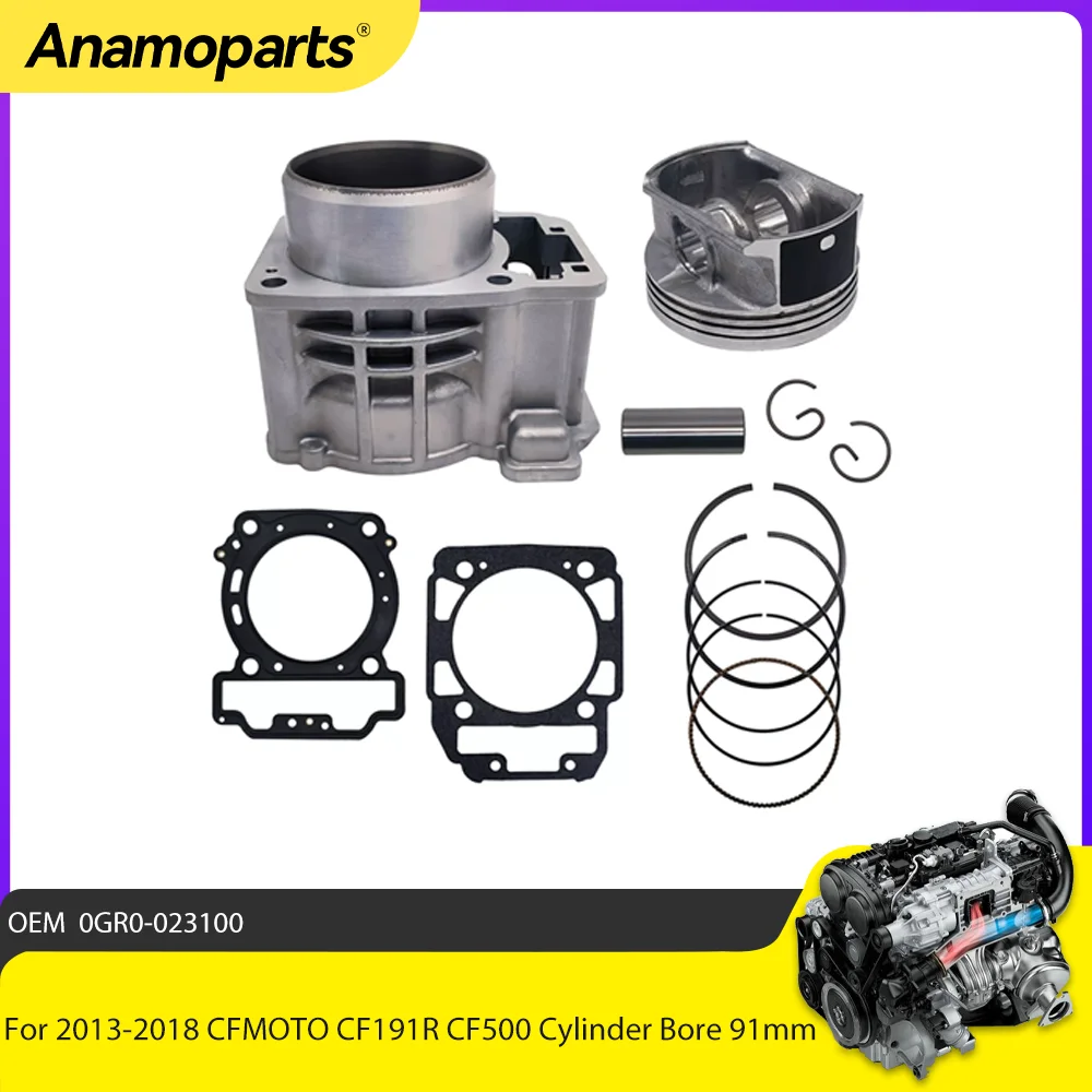 Motorcycle cylinder piston gasket kit for 2013-2018 CFMOTO CF191R CF500 Cylinder Bore 91mm 0GR0-023100 0800-040002 0800-040001