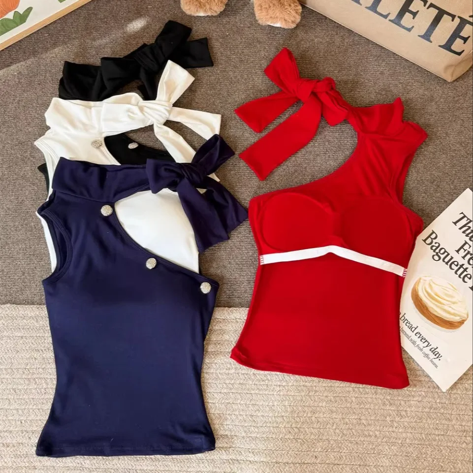 Canotta in ne pezzo Sle ter per ragazza calda di inizio autunno Canotta da donna in misto cotone dimagrante con design esposizione oulder