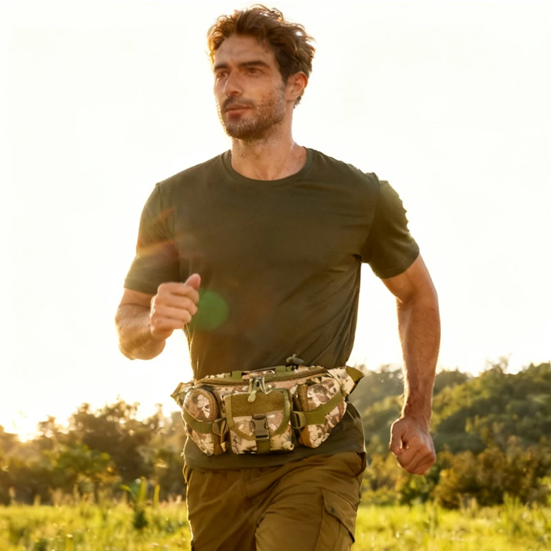 حقيبة خصر خارجية مقاومة للماء للرجال، حقيبة مولي مموهة للصيد والمشي لمسافات طويلة والتسلق، حقيبة رياضية بحزام قتالي في الهواء الطلق #1