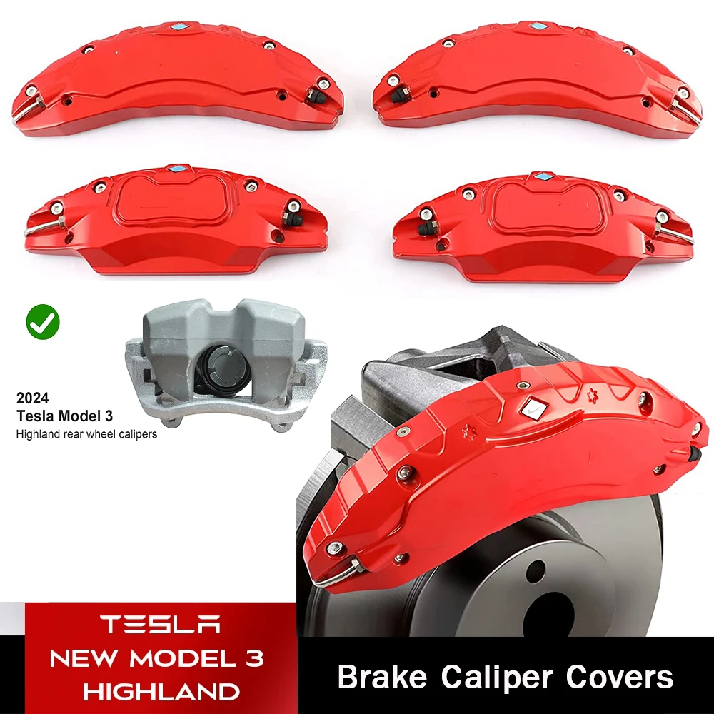 

4Pcs/set Brake Caliper Cover For Tesla Model 3 2024 Highland Accessories Aluminum Alloy(not fit for Tesla Model 2017-2023)