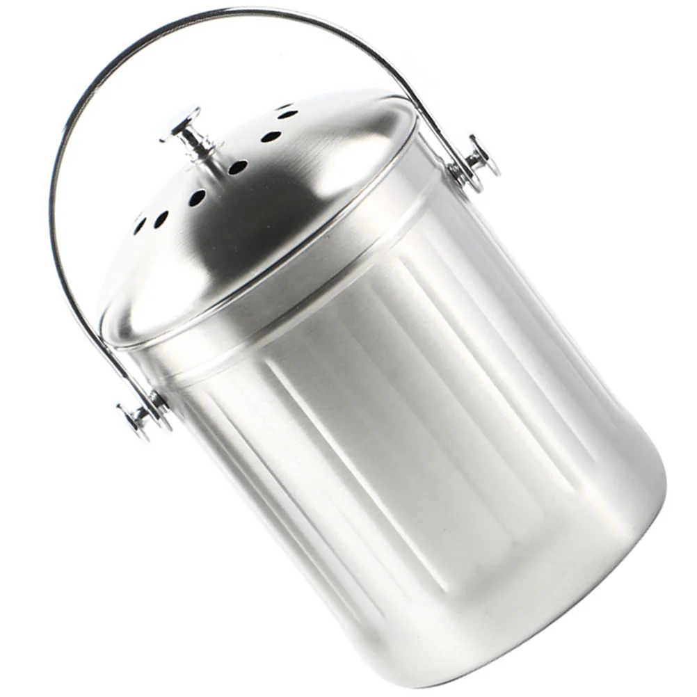 

Mini Trash Can Stainless Steel Compost Bucket Bin Food Waste for Kitchen Basket Car Composter Machine Composting Countertop