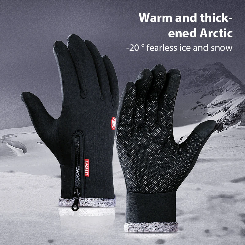 Warm Winter Gloves Warm and Thick-Ened Gloves Hand Warmer Black Driving Motorcycle Gloves Touch Screen Scene