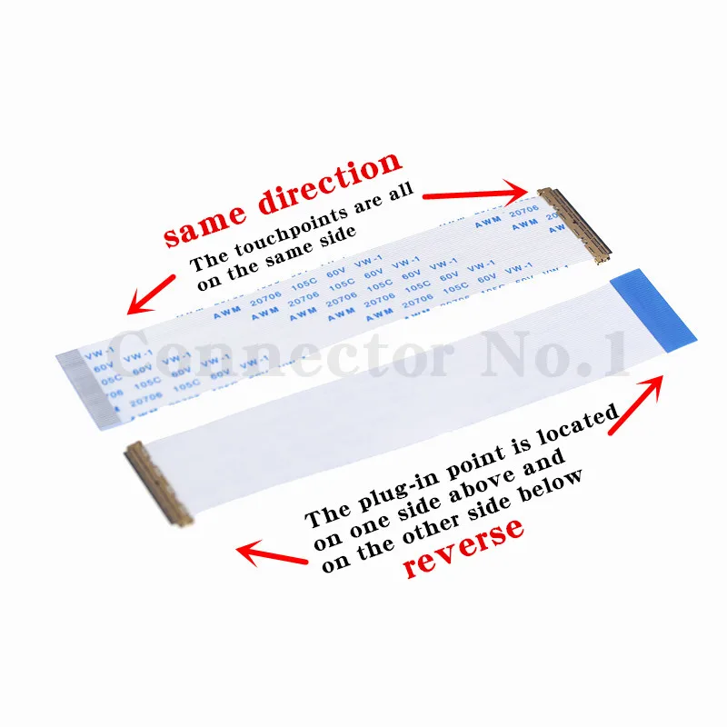 EDP screen cable 0.5MM 30P/40Pin AWM 20706 FFC flexible ribbon cable in the same/opposite direction