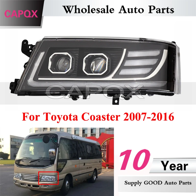

CAPQX Front Bumper Headlight For Toyota Coaster 2007-2016 Modified LED Headlamp Head Lamp Head Light
