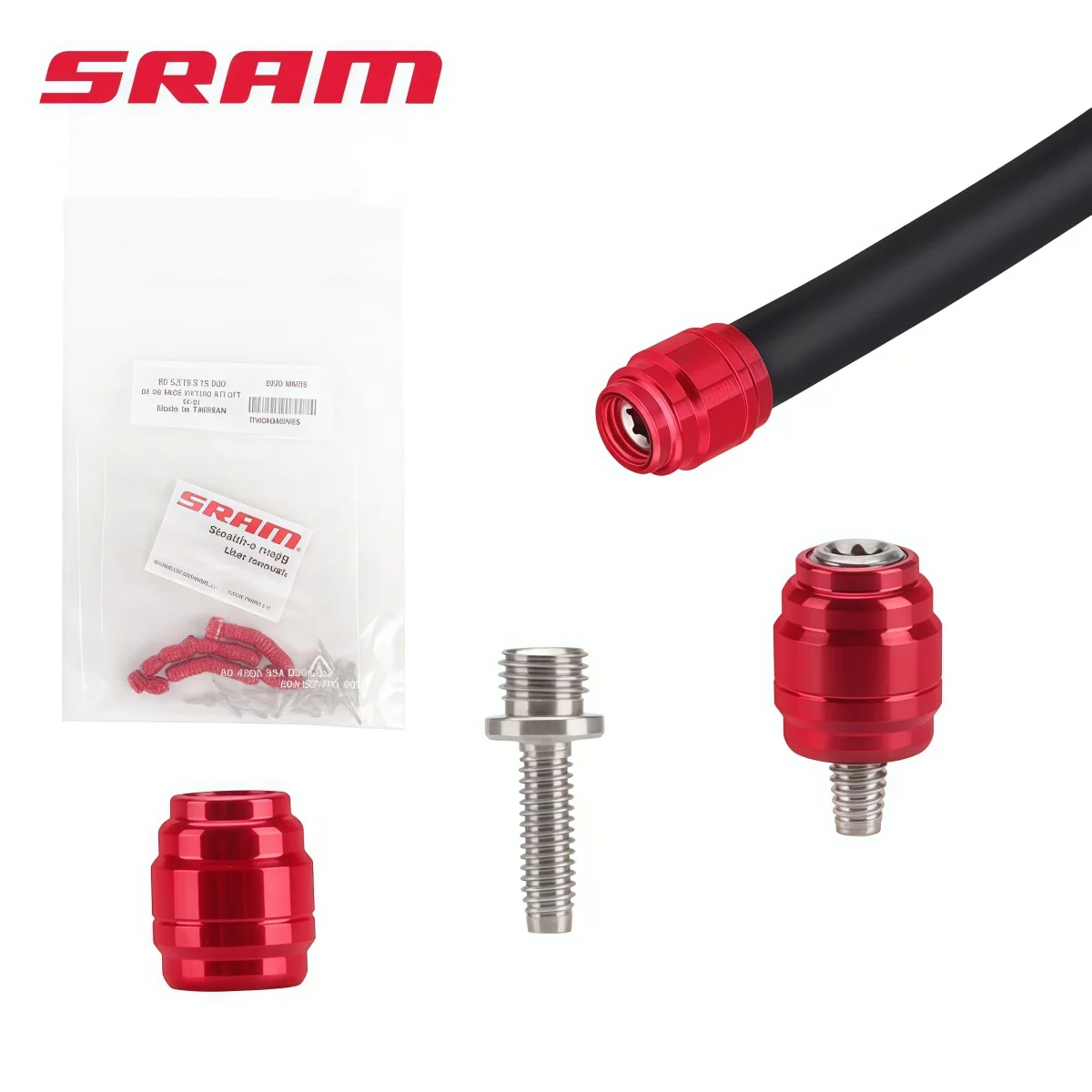 SRAM Guide Level Code RED Rival Brake Hose Compression Olive & Barb Fittings Kit (2 Pair) – Aluminum/Stainless Steel Inserts