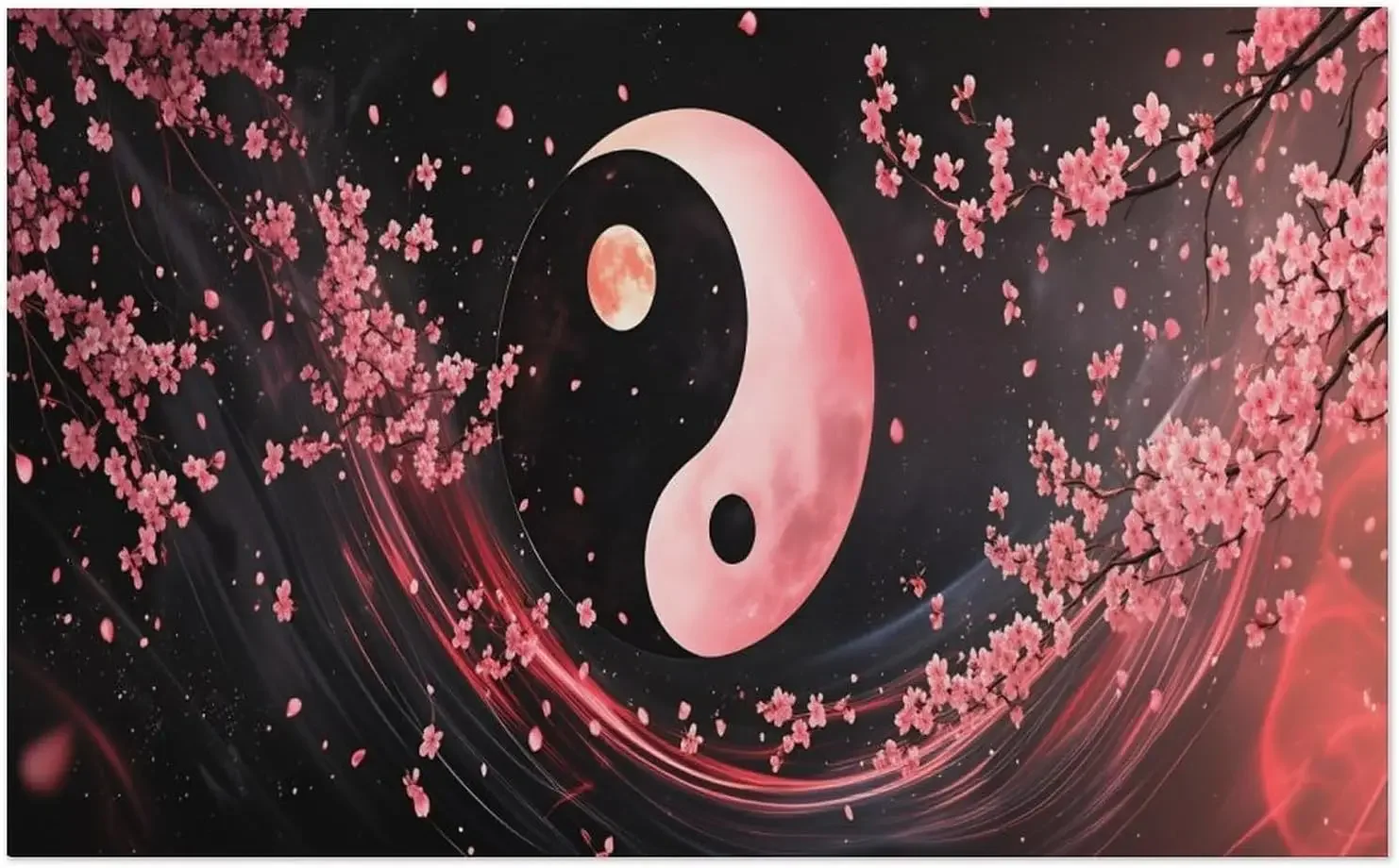 Yin Yang Plum Blossom Oversize Beach Towel Absorbent Quick Dry Blanket Sand Free Accessory for Pool Travel Yoga Picnic Sport