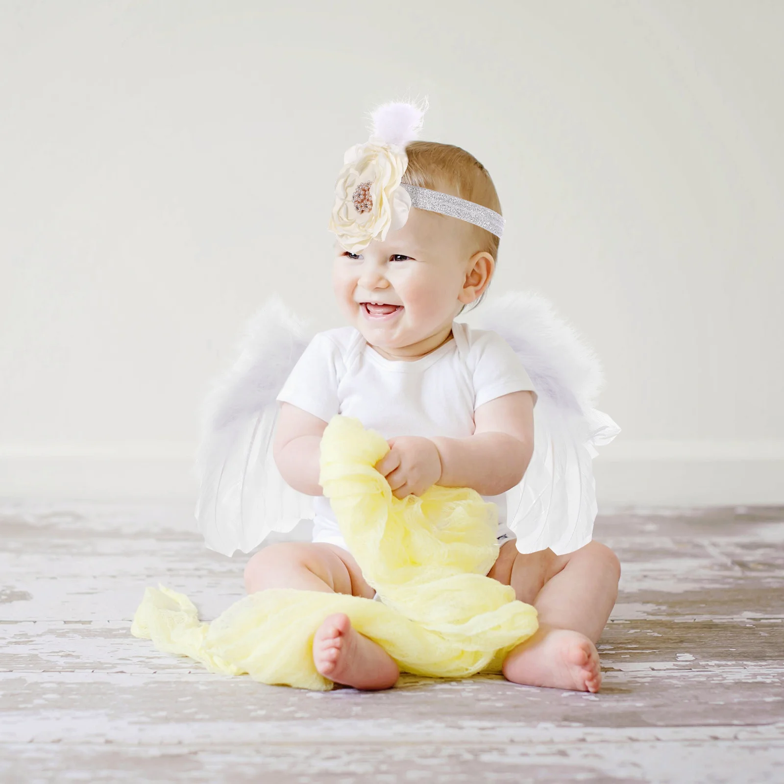 

1Set Baby Angel Wing Cosplay Costume Soft Cloth Plume Material Headband Prop for Newborn Photography Photoshoot Props