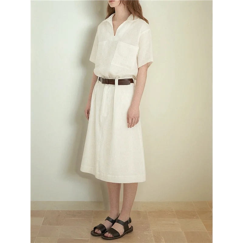 

Womens V-Neck Shirts Short Sleeve Casual Tops Solid Lapel Blouse Shirt Double Pockets
