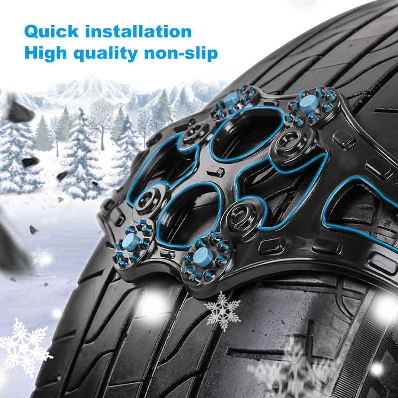 4pcs Car Snow Tire Chains Mud Tyre Wheels Thick Anti-Skid Belt For Car/SUV/Truck Portable Easy to Mount Emergency Traction Car