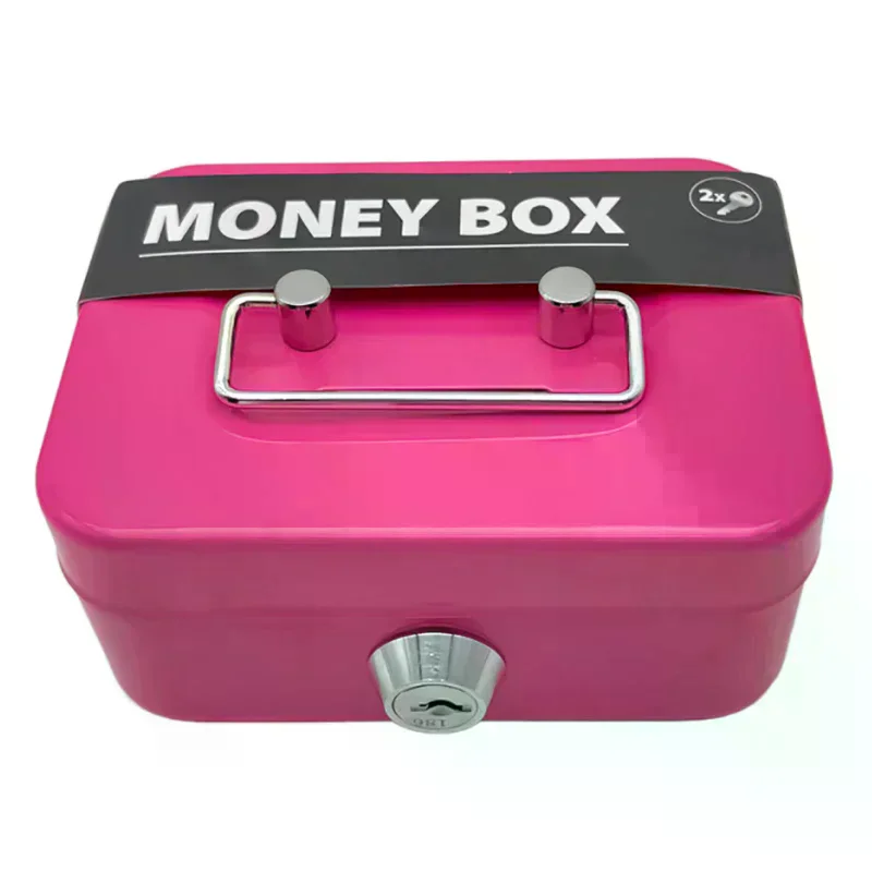 صندوق أمان المال، صندوق نقود قابل للقفل مع مفتاح، صندوق أصبع محمول مصنوع من المعدن، صندوق قفل أمان صغير، صناديق عملات معدنية قوية للأطفال #1