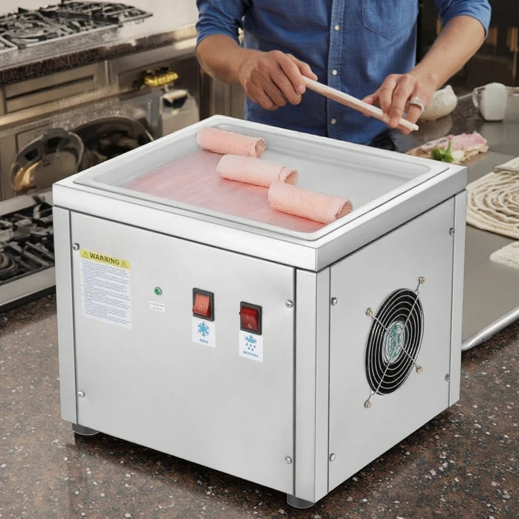 Ice Cream Machine 220 Volt Roller Baking Food Shop Restaurant Fruit Milk Water Chocolate