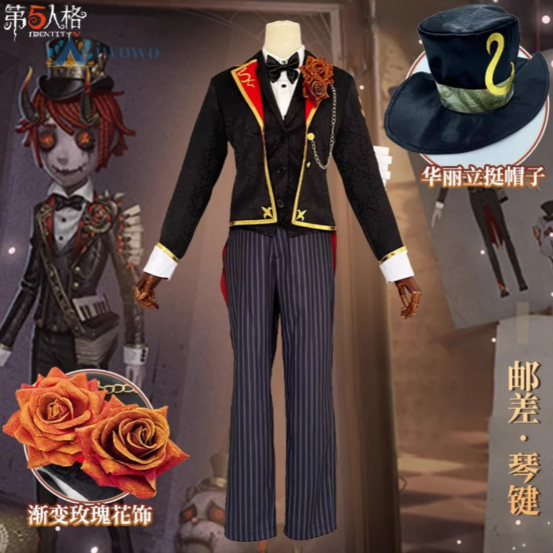 

Костюм для косплея Game Identity V Victor Grantz, костюм почтальона на Хэллоуин, концертный костюм, брюки в полоску, галстук-бабочка, наряды для рождественской вечеринки