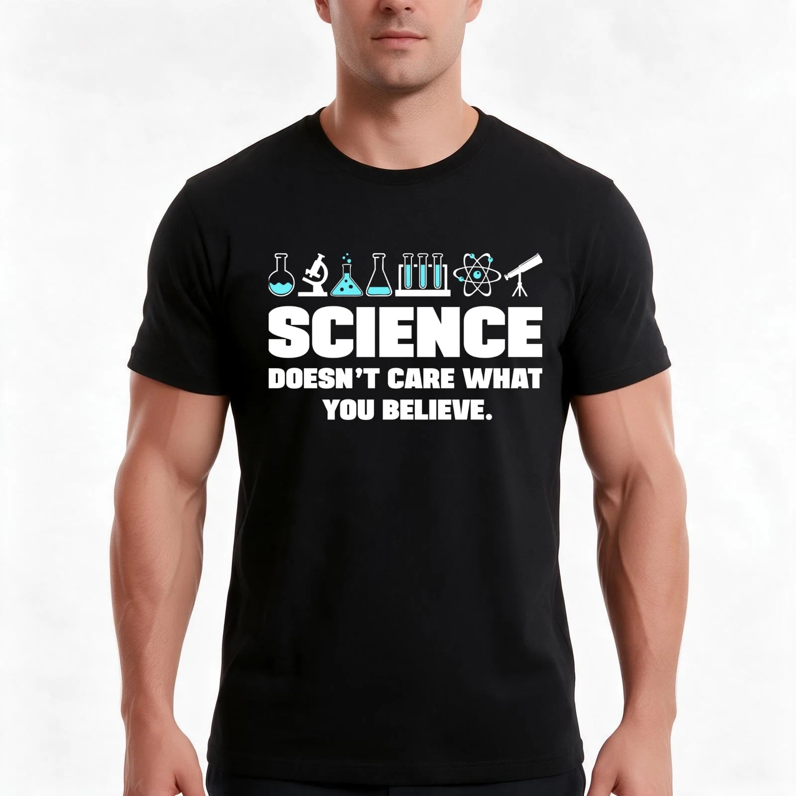 Science -Science doesn't care what you believe T-Shirt Summer Casual Cotton Tee Oversized Streetwear Tops Unisex Men Women