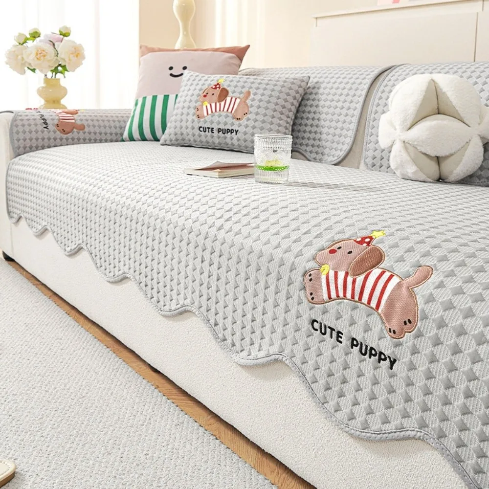 

Новый защитный чехол для дивана из ледяного шелка, нескользящий чехол для дивана с защитой от царапин, дышащий коврик для дивана с рисунком собаки для гостиной