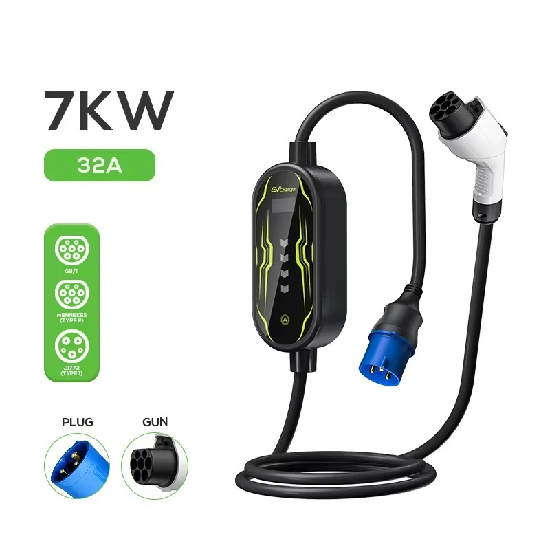 

32A Portable 7KW 1 Phase Level 2 GBT On-Board Charger 7KW EV Charging Station for Electric Cars Mode 2 Home Charger