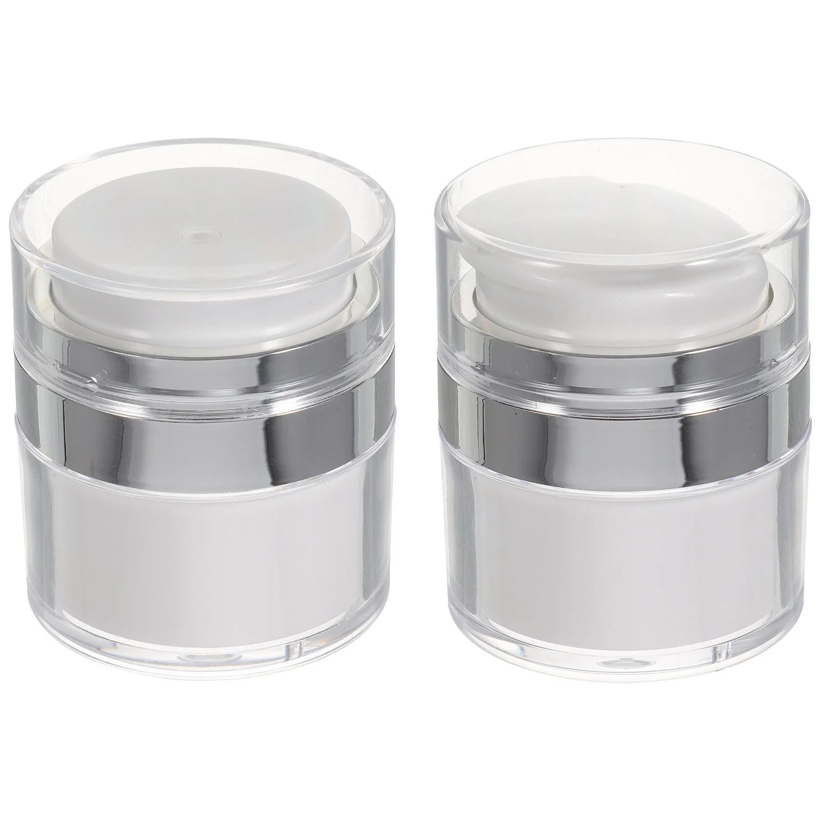 2 Pcs Creami Moisture Pump Dispenser Small Travel Containers Toiletry Bottles with Cover Jar White