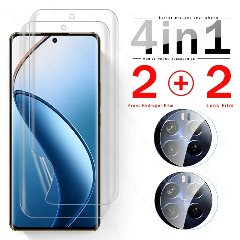 4 In 1 Hydrogel Film Screen Protector For Realme 12 Pro Plus 5G Camera Glass Realmy Realmi 12 Pro+ ProPlus Realme12pro+ 5G 2024