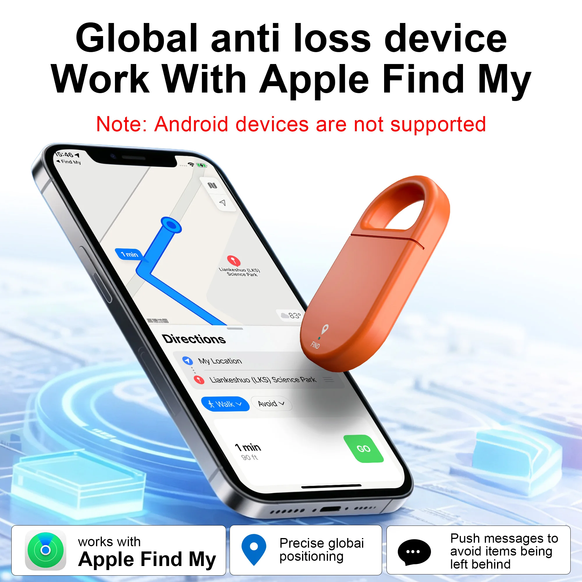 Smart Tracker Tag Works with IOS Find My, Key Finder with Lost Mode, Bluetooth Locator for Keys, Luggage, Car