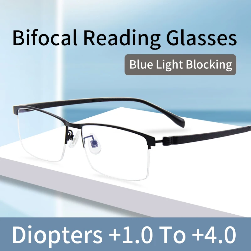 

Bifocal Reading Glasses for Men Magnifying Presbyopic Eyeglasses Magnification Strength：+1.0 +1.5 +2.0 +2.5 +3.0 +3.5 +4.0