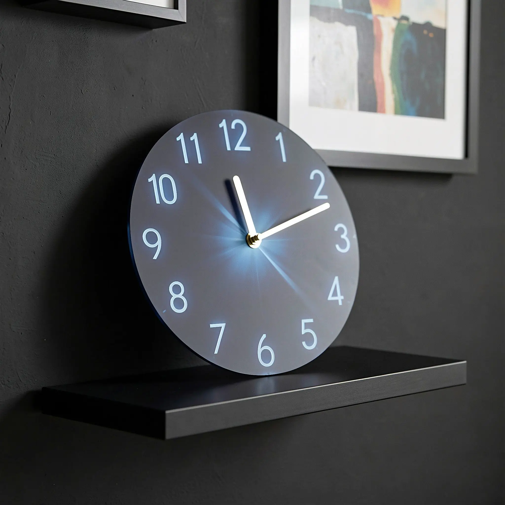 1Piece Battery Operated Lighted Wall Clock Silent Analog Hollow Number Unique Night Light Wall Clock Bedroom Living Room