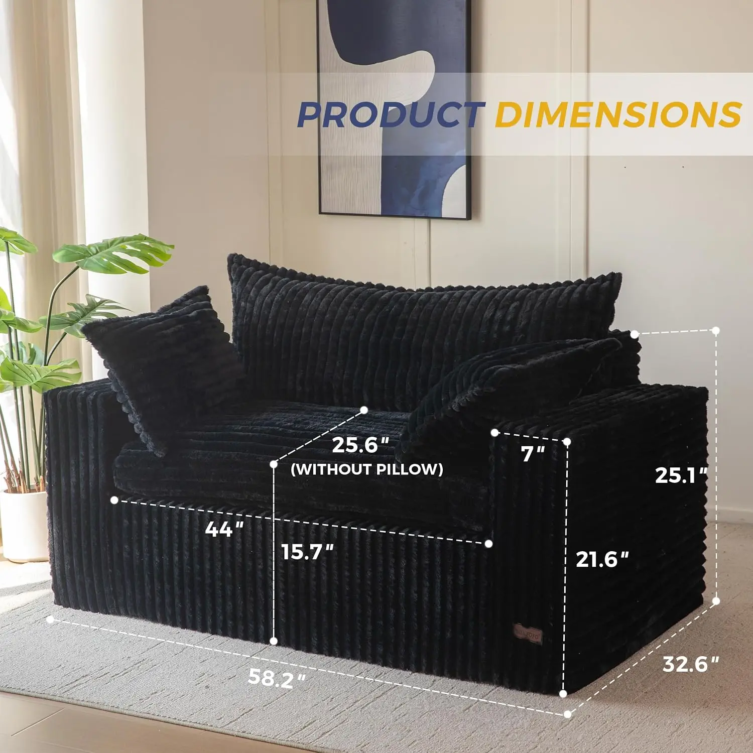 Boneless Sofa 59 Inch Deep Loveseat In Box, Customized