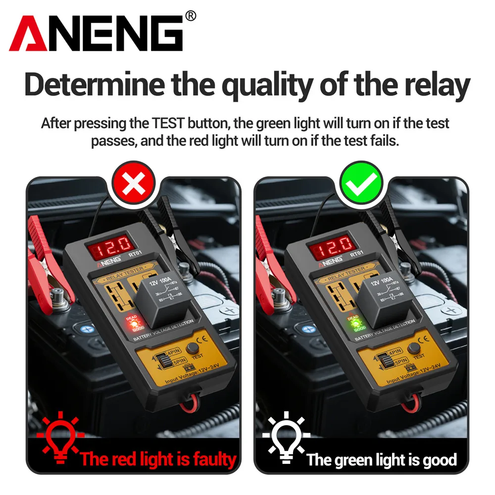 مجموعة أدوات اختبار سائل الفرامل ANENG RT01 Car 12 فولت/24 فولت 4-5Pin كاشف التتابع + BF01 DOT3-5.1 بدلة محلل اختبار رطوبة زيت الفرامل #2