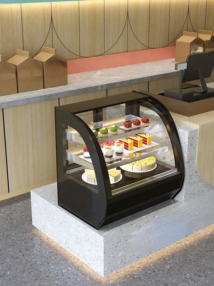 Cake Counter Refrigerated Display Cabinet Commercial Food Glass Fresh Cabinet Desktop Small Air Cooling Frostless Dessert Cake