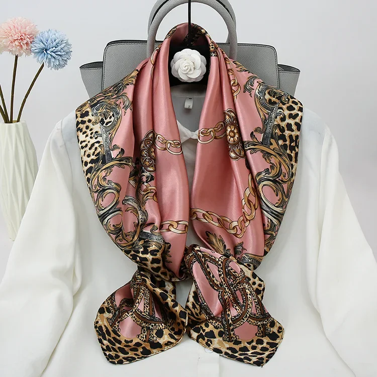 

90x90CM Elegant Women's Scarf, Fashionable Square Silk Neckerchief, Spring Autumn Winter Chic Scarf for Mom, Stylish Bandana