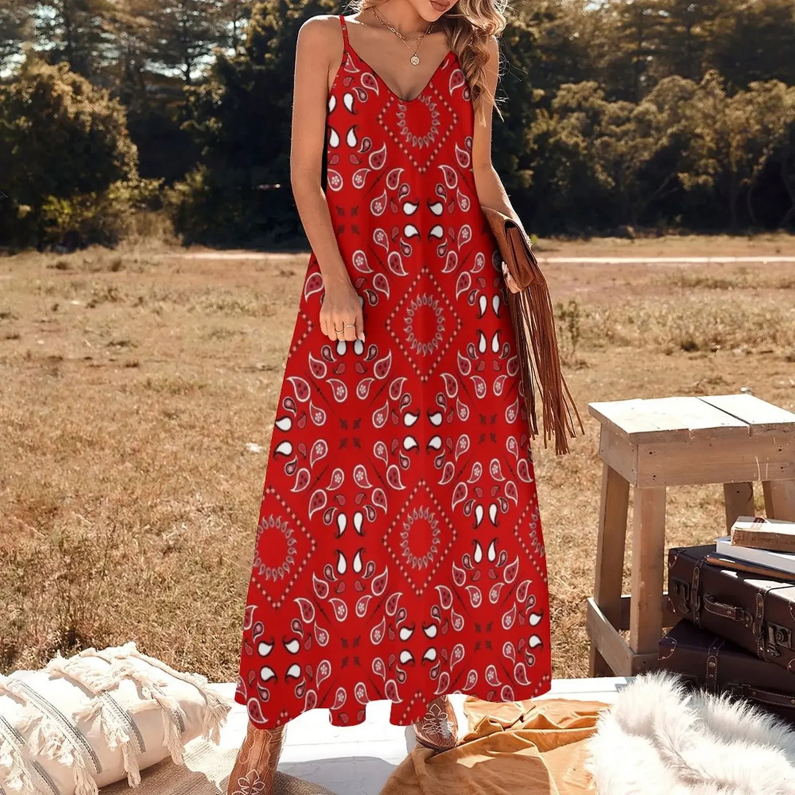 Vestido bandana vermelho sem mangas, vestidos de aniversário para mulheres, coquetel de vestidos