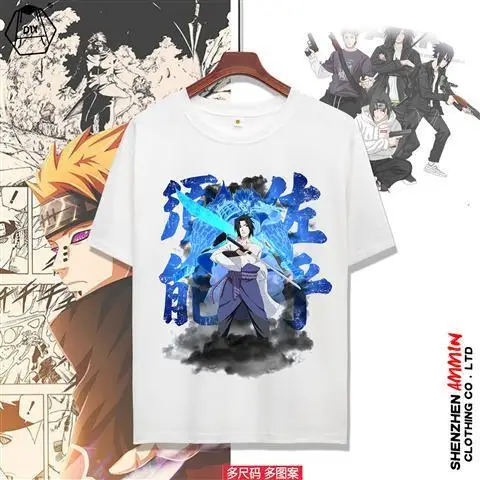 

Naruto T-shirt 2025 White Cotton Anime Tee Orange Blue Outfit Wind Style Dynamic Pose Oversized Streetwear Unisex Casual Top